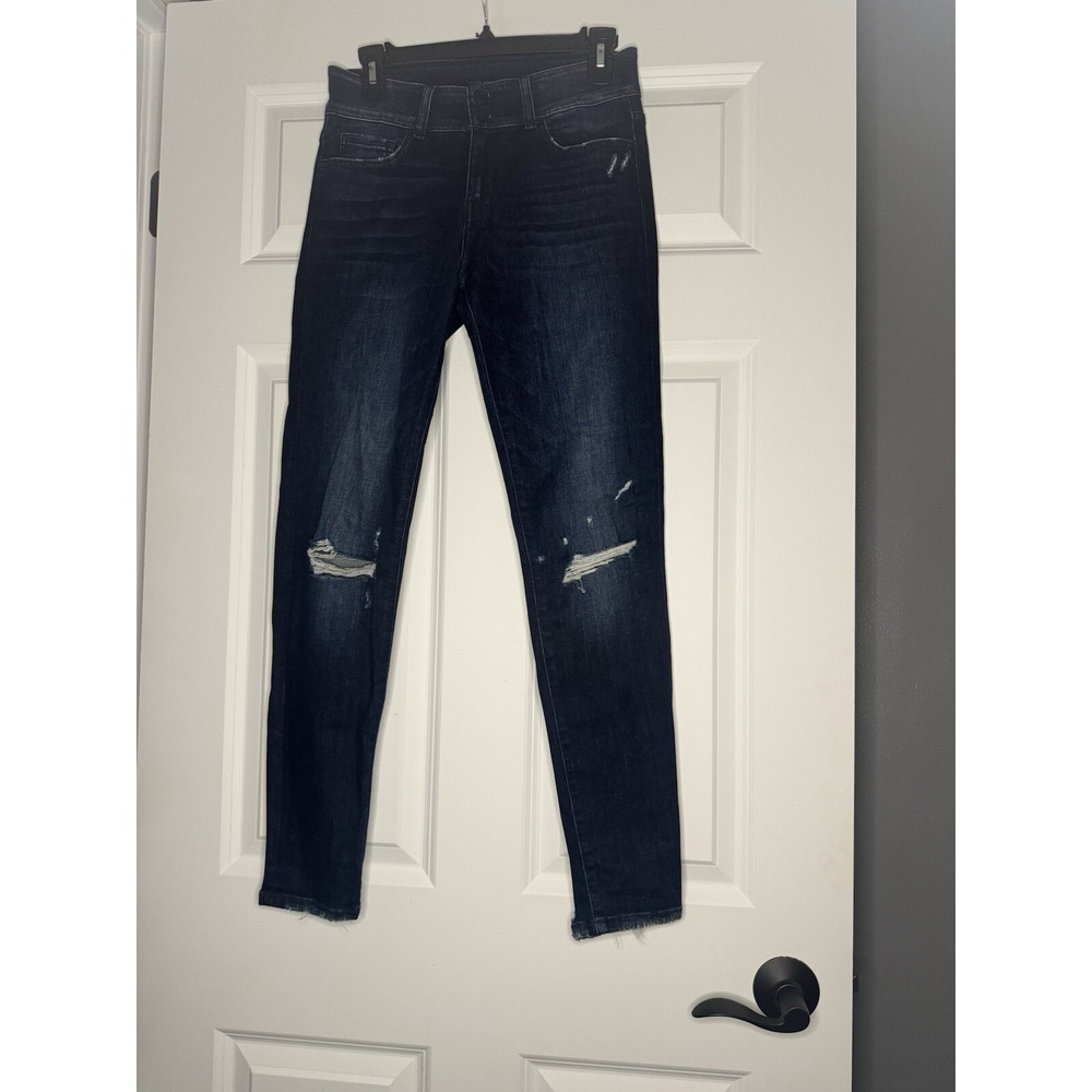 Flying Monkey Mid rise Ankle Skinny Distressed Denim Jeans Size 27  Dark Wash